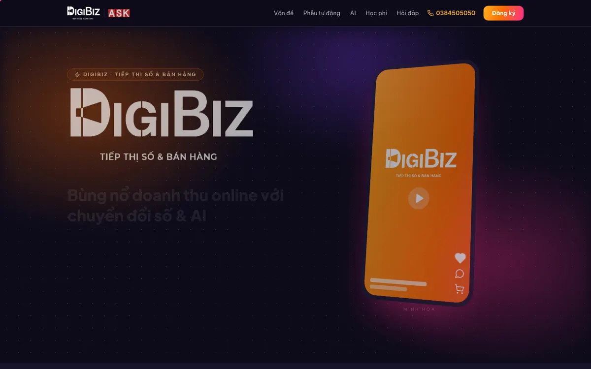 Ảnh chụp landing page DIGIBIZ